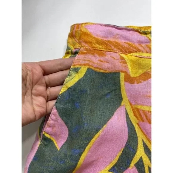 Tahari Linen Tropical Wide Leg Palazzo Pants Size Medium Pockets Ankle Cropped - Picture 5 of 7